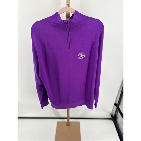 Glenbrae Wool 1/4 Zip Sweater Lahinch Golf Club Purple Long Sleeve Men’s Large - Picture 1 of 9